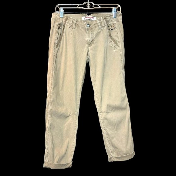 y2k union bay tan low rise casual ankle cigarette pants - Picture 1 of 6